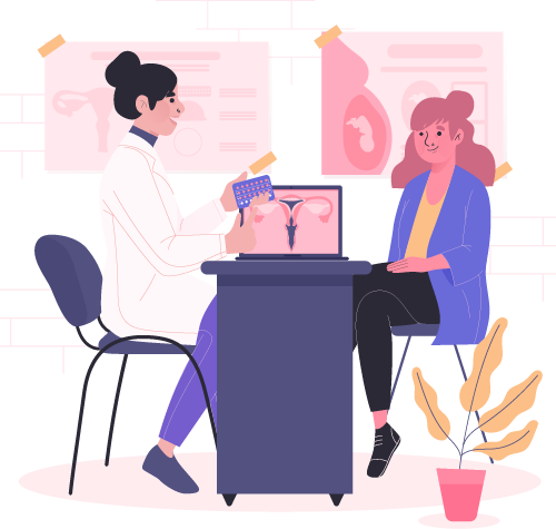 Ilustração de um consultório de ginecologia